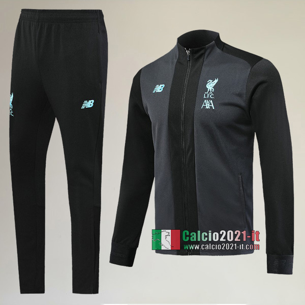 A++ Qualità: Full-Zip Giacca Nuova Del Tuta FC Liverpool + Pantaloni Nera/Grigia 2019/2020