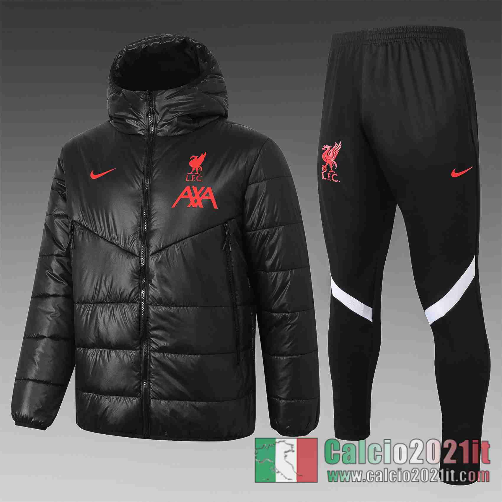 Liverpool Piumino Calcio Cappuccio nero 2020 2021 C05