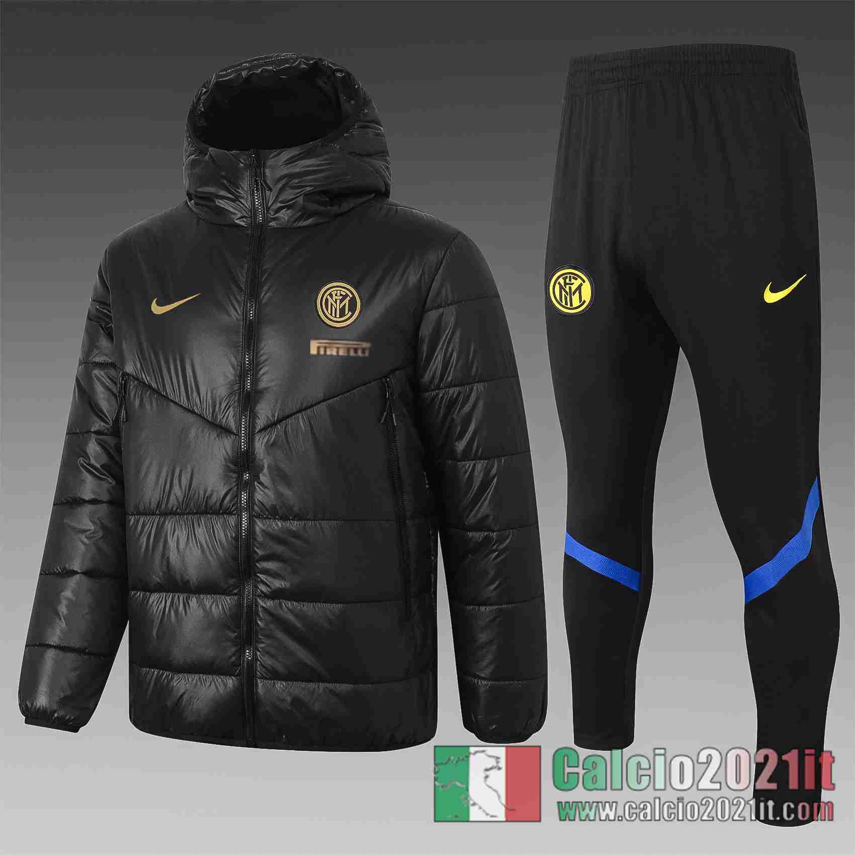 Inter Milan Piumino Calcio Cappuccio nero 2020 2021 C07