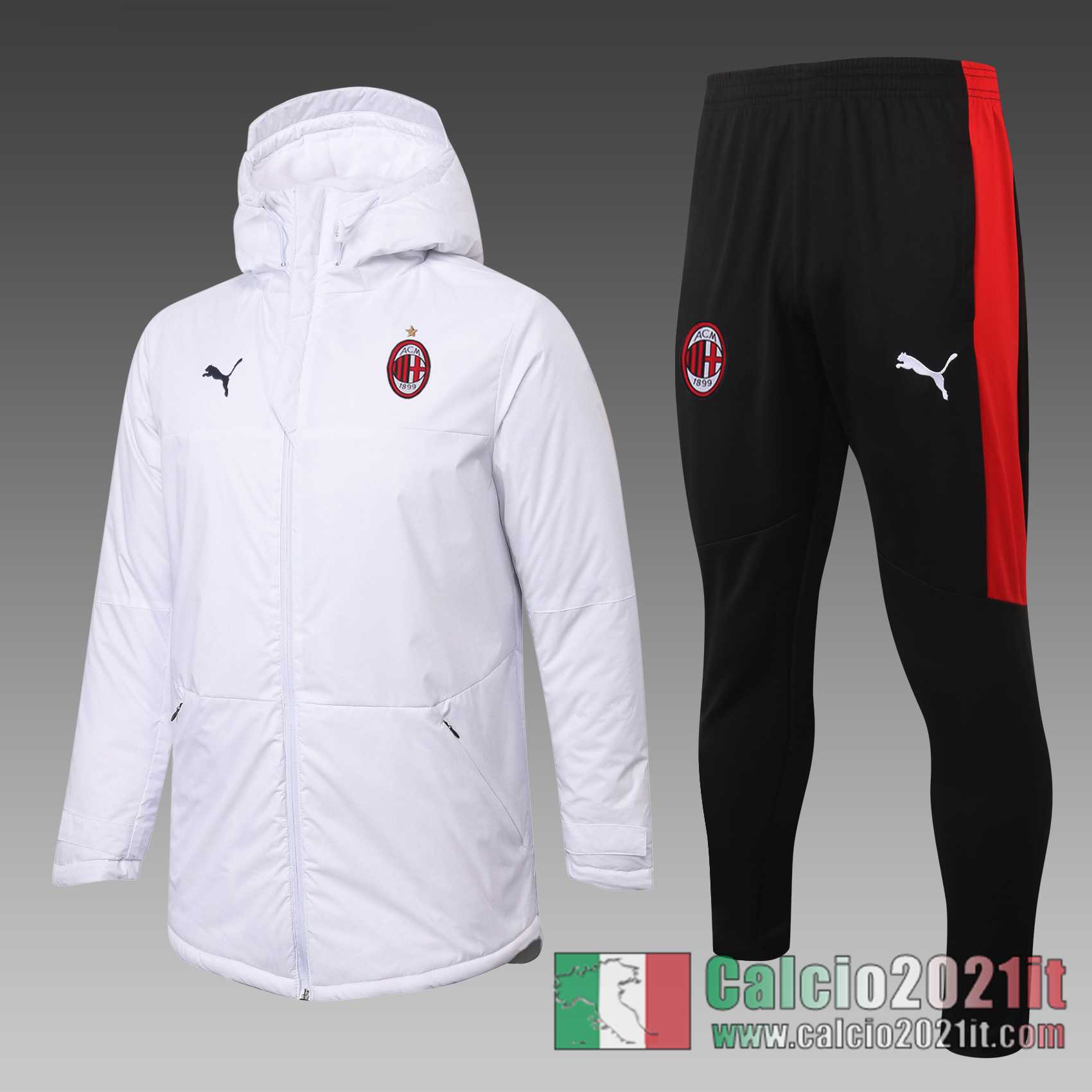 AC Milan Piumino Calcio Cappuccio bianca 2020 2021 C38
