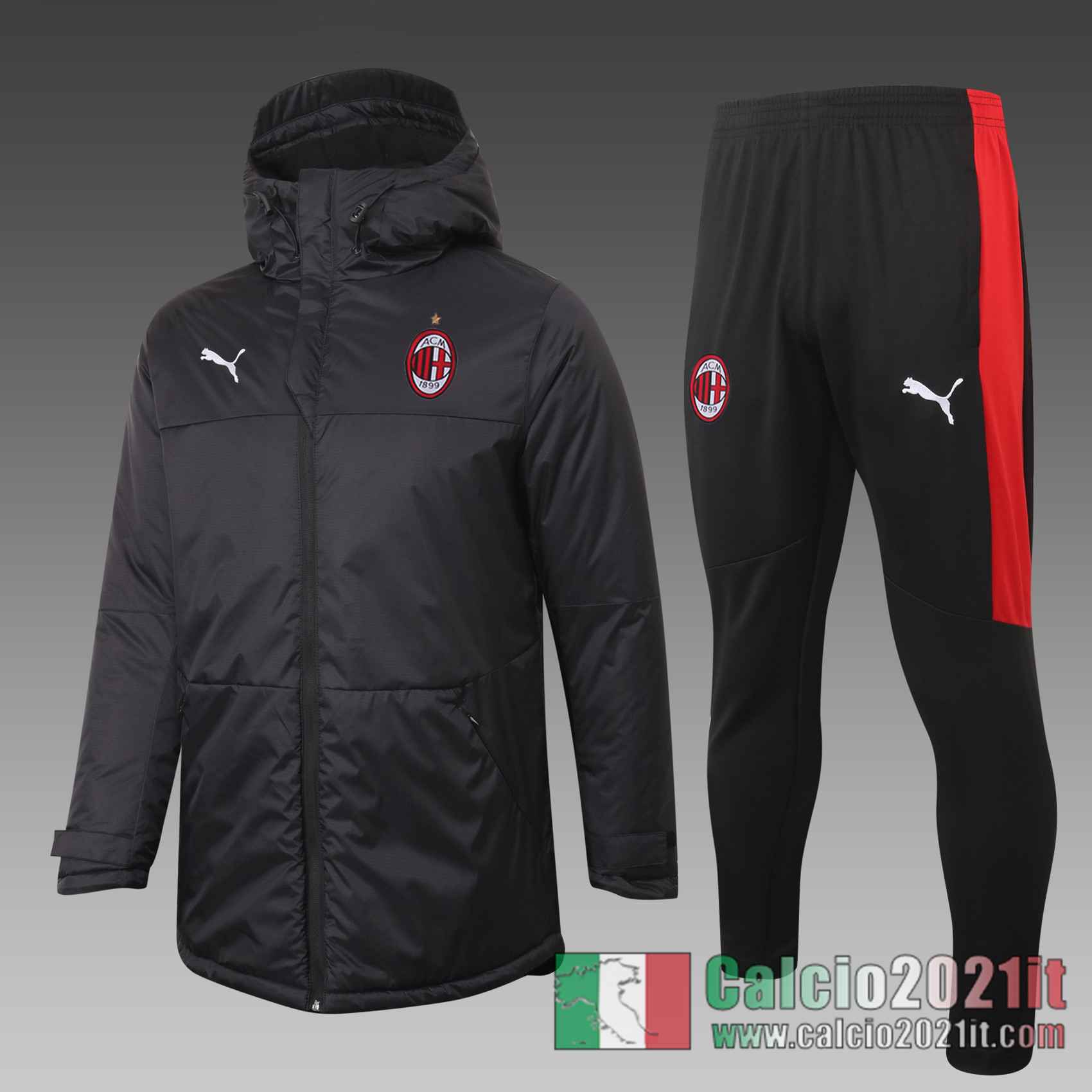 AC Milan Piumino Calcio Cappuccio nero 2020 2021 C39