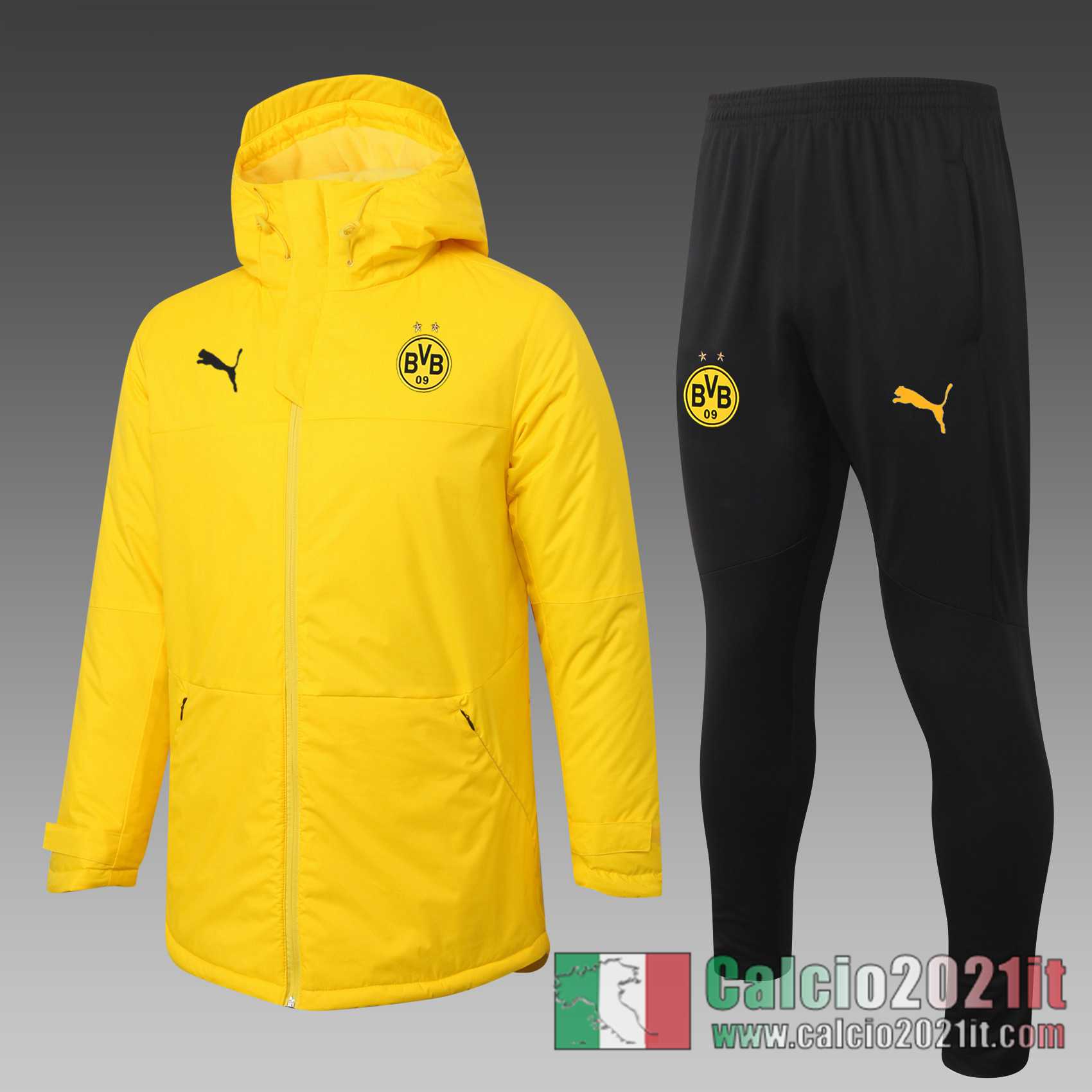 Borussia Dortmund Piumino Calcio Cappuccio giallo 2020 2021 C44