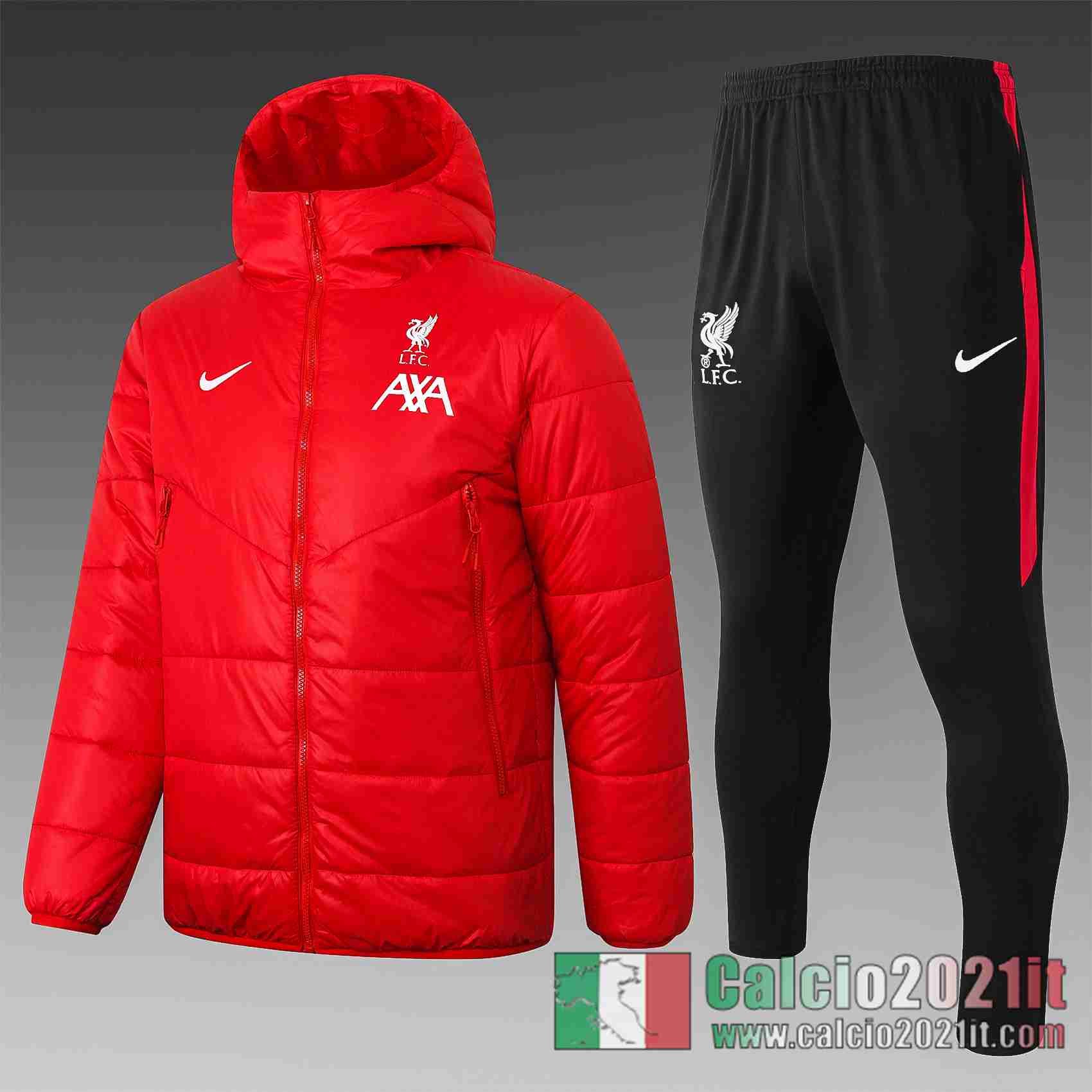 Liverpool Piumino Calcio Cappuccio rosso 2020 2021 C65