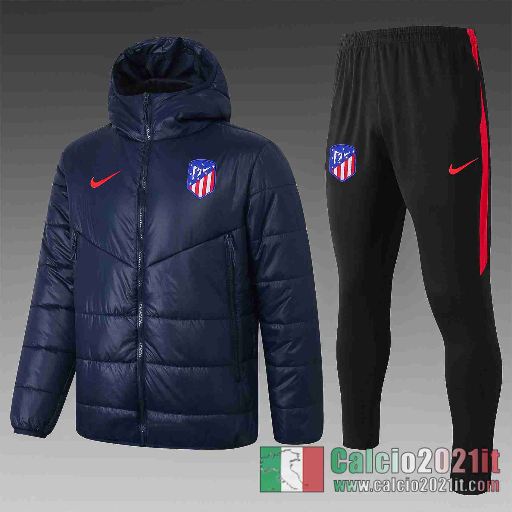 Atletico Madrid Piumino Calcio Cappuccio zaffiro 2020 2021 C66