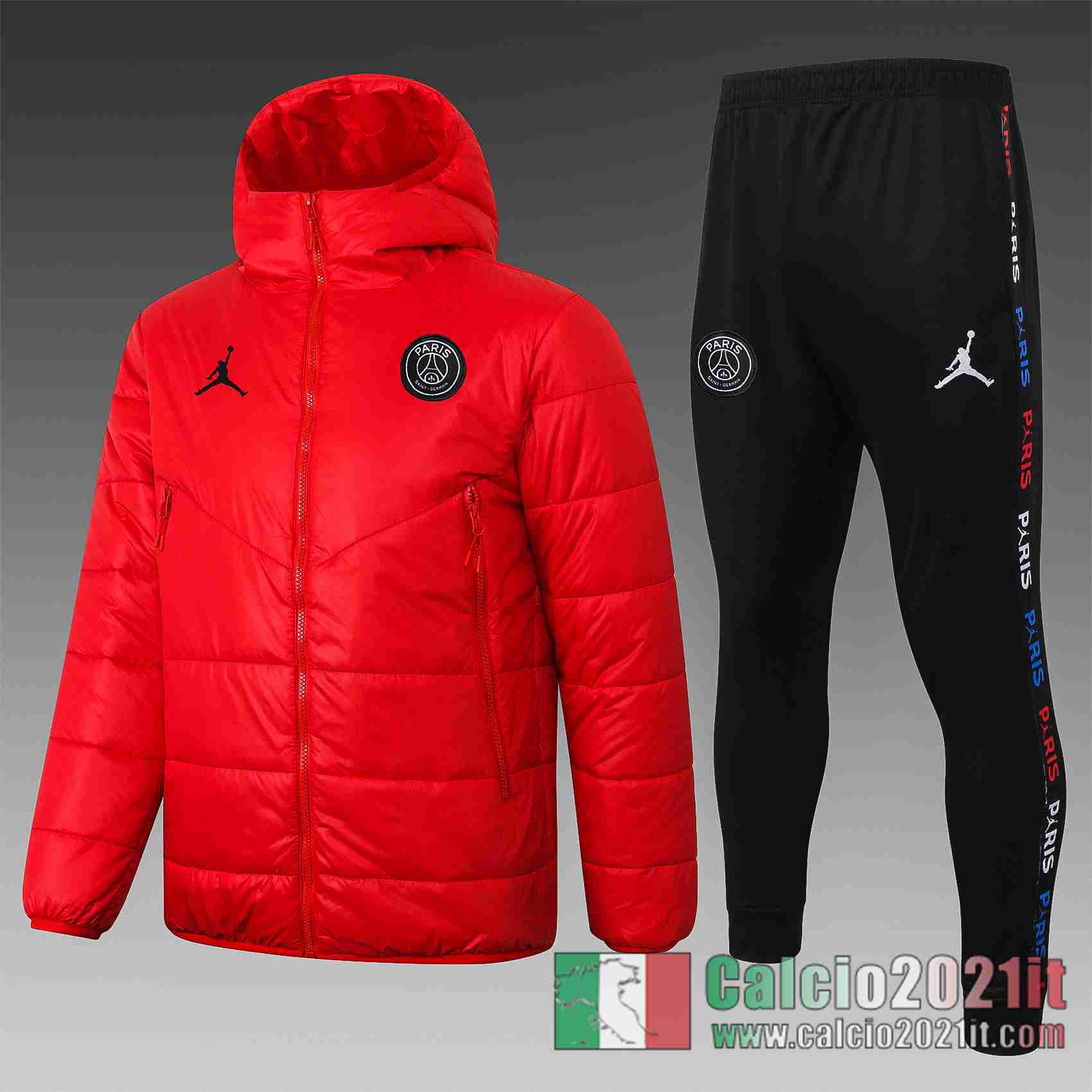 PSG Jordan Piumino Calcio Cappuccio rosso 2020 2021 C67