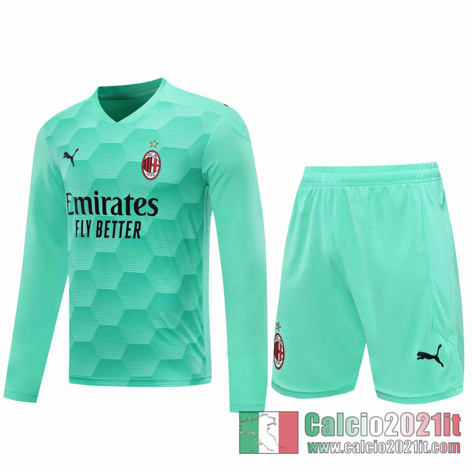 AC Milan Maglie Calcio Portiere Manica Lunga blu verde 2020 2021