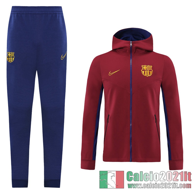 Barcellona Full-Zip Giacca Cappuccio Maroon 2020 2021 J131