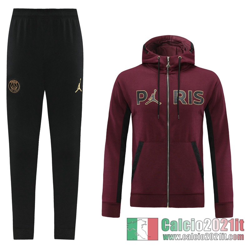 PSG Jordan Full-Zip Giacca Cappuccio Maroon 2020 2021 J136