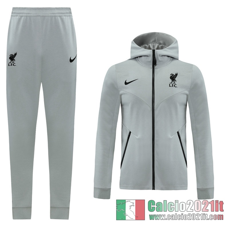 Liverpool Full-Zip Giacca Cappuccio light grey 2020 2021 J138