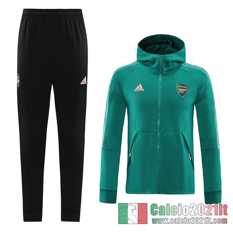 Arsenal Full-Zip Giacca Cappuccio green Fettuccia 2020 2021 J144