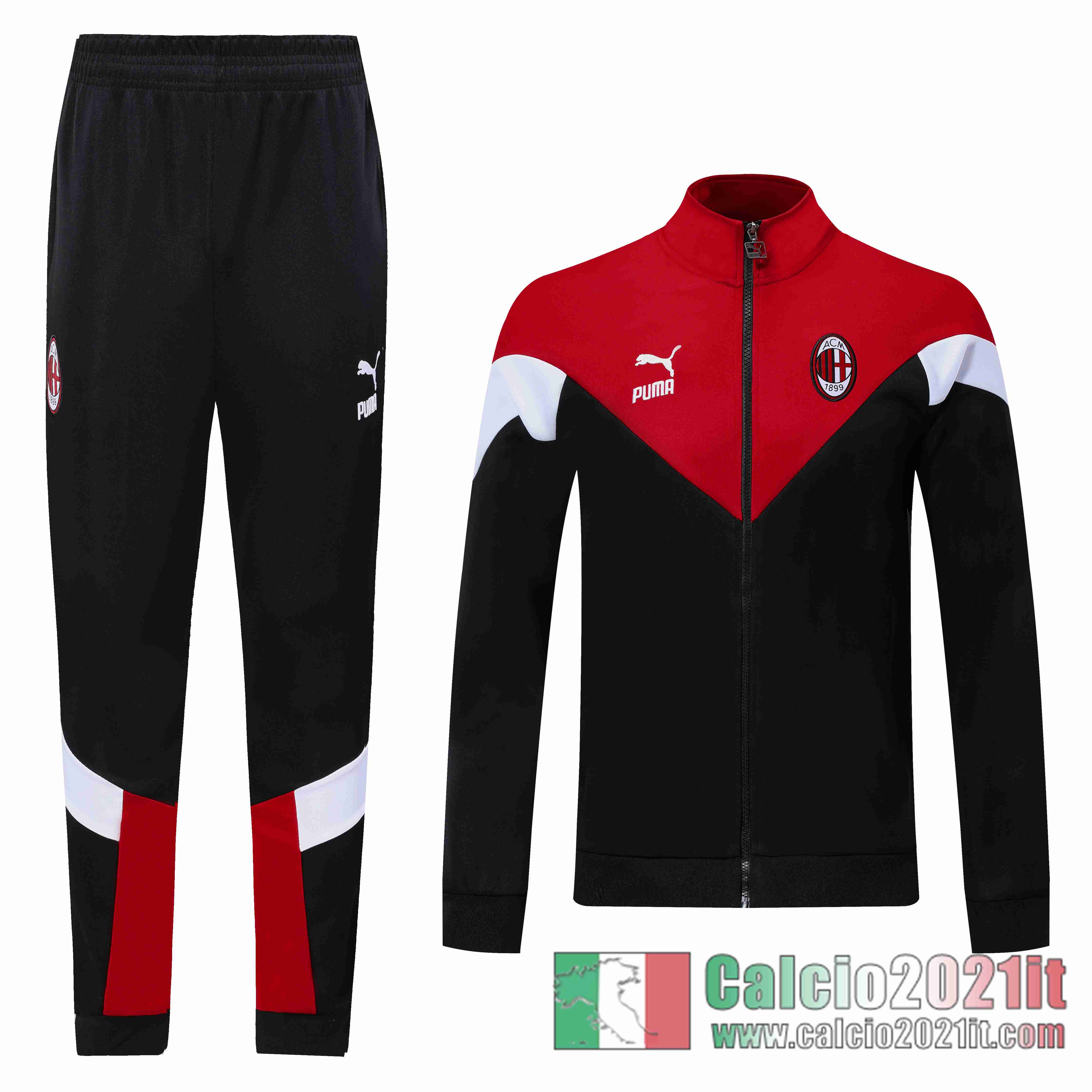 AC Milan Full-Zip Giacca Black Red stile classico 2020 2021 J18