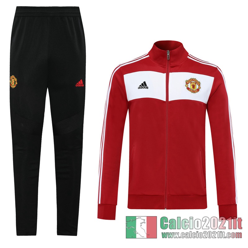 Manchester United Full-Zip Giacca Red / White Classico retrò 2020 2021 J31