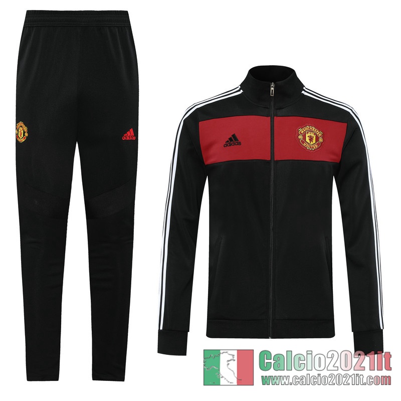 Manchester United Full-Zip Giacca Black / Red Classico retrò 2020 2021 J32