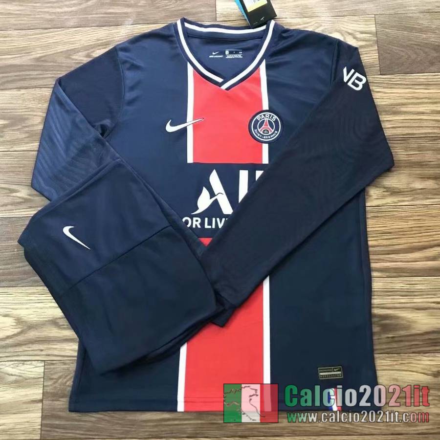 Paris PSG Prima Maglie Calcio Manica Lunga 2020 2021