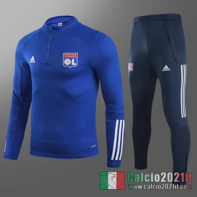 Olympique Lyon Tuta Calcio Uomo Blu scuro Cerniera corta 2020 2021 T34