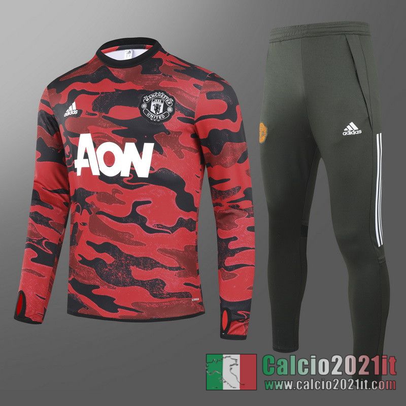 Manchester United Tuta Calcio Uomo Rosso nero Stampa cavallo 2020 2021 T87