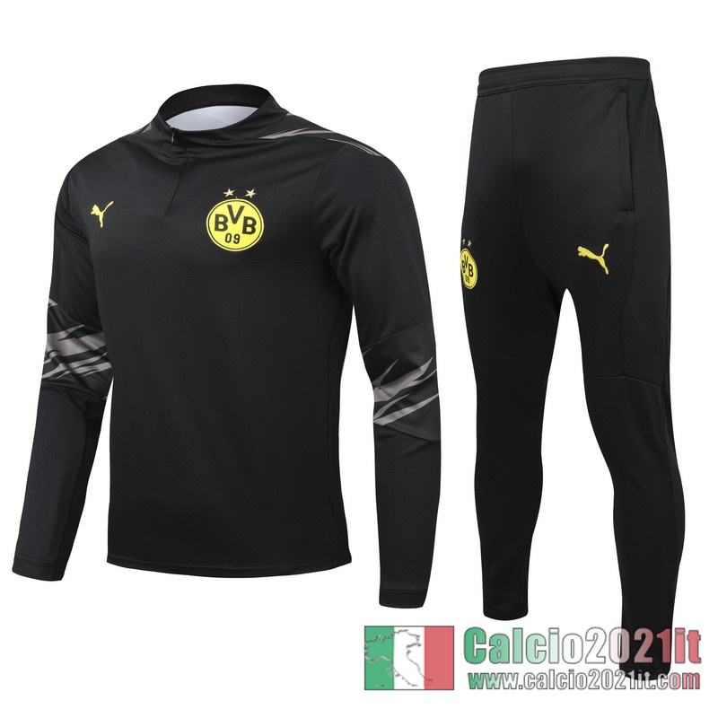 Borussia Dortmund Tuta Calcio Bambini nero Cerniera corta 2020 2021 TK25