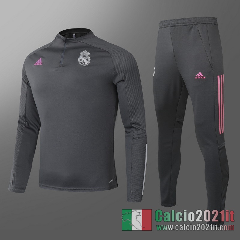 Real Madrid Tuta Calcio Bambini grigio Cerniera corta 2020 2021 TK31