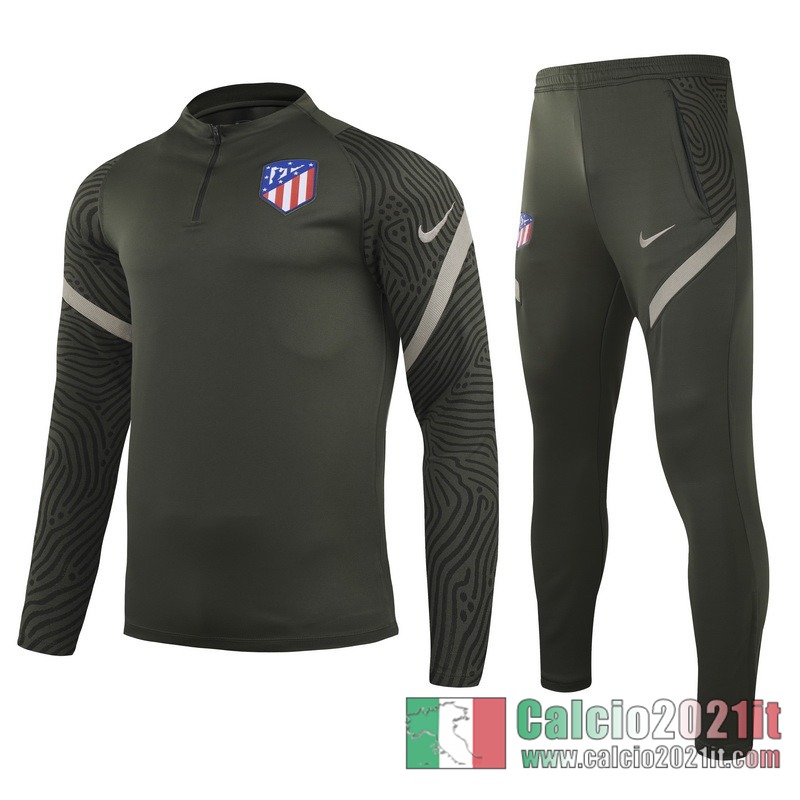 Atletico Madrid Tuta Calcio Bambini Verde grigio Cerniera corta 2020 2021 TK38