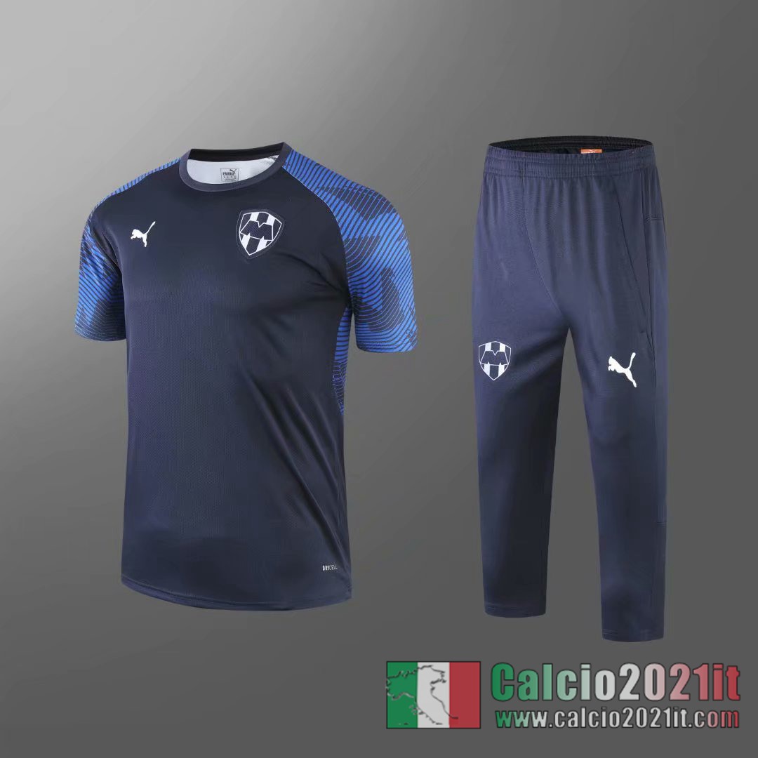 Monterrey Magliette Tuta Calcio Blu scuro Manica Royal Blue 2020 2021 T01