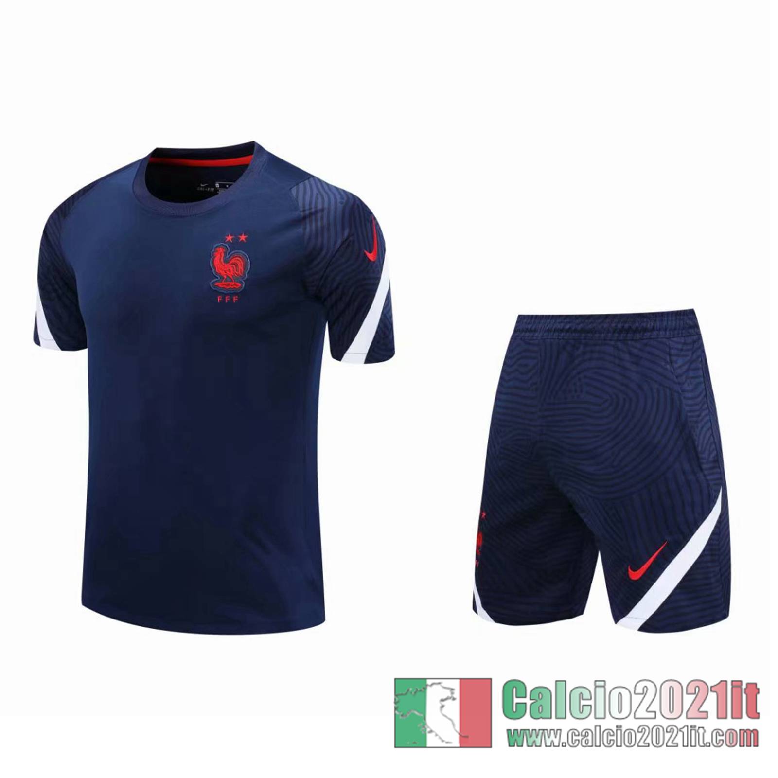 Francia Magliette Tuta Calcio blu navy 2020 2021 T106