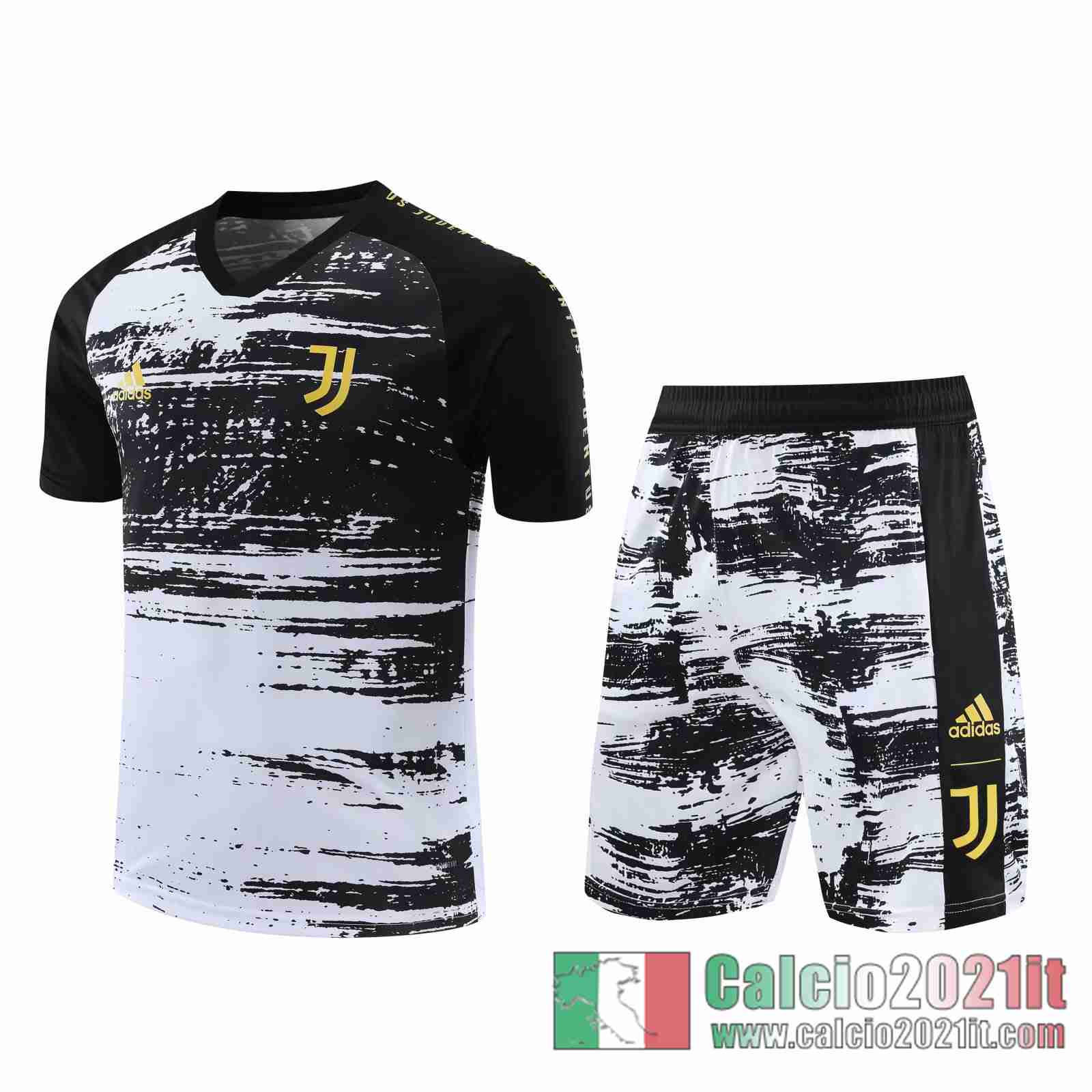 Juventus Magliette Tuta Calcio Bianco nero banda 2020 2021 T110