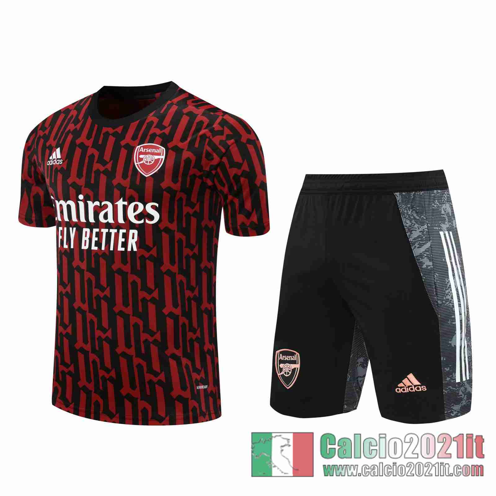 Arsenal Magliette Tuta Calcio rosso nero Modello 2020 2021 T113