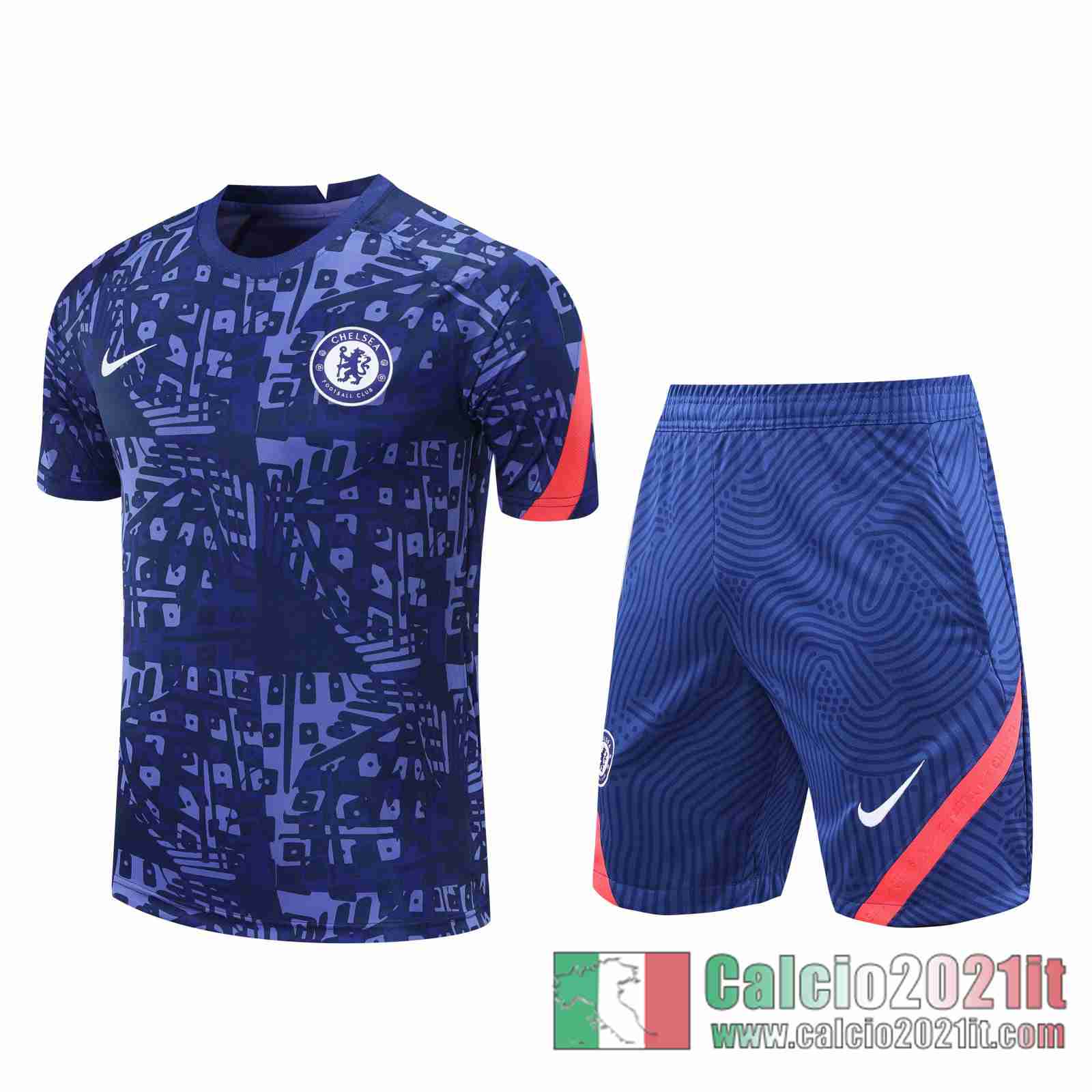 Chelsea Magliette Tuta Calcio blu Stampa tampografica 2020 2021 T114