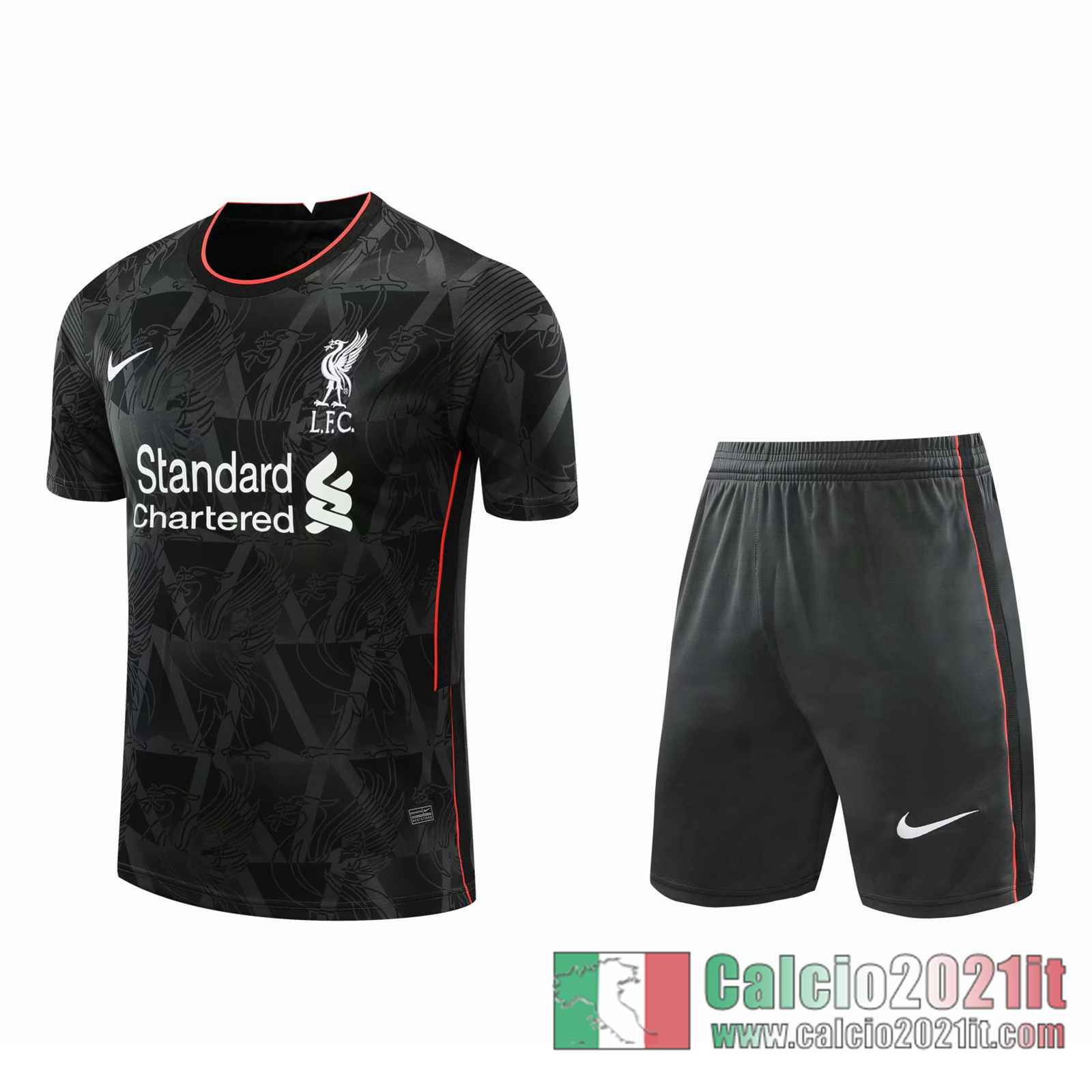 Liverpool Magliette Tuta Calcio nero 2020 2021 T115