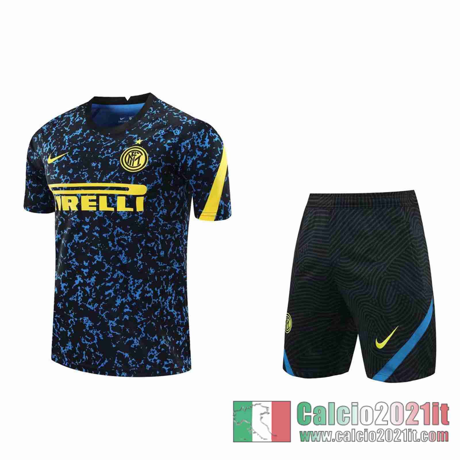 Inter Milan Magliette Tuta Calcio nero Modello blu 2020 2021 T119