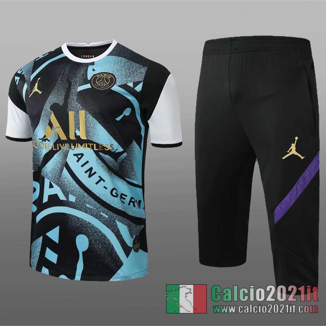 PSG Jordan Magliette Tuta Calcio Nero Blu Stampa tampografica 2020 2021 T36