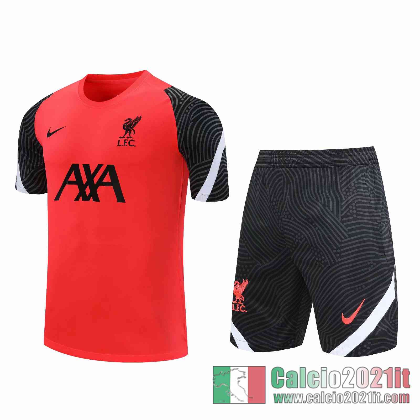 Liverpool Magliette Tuta Calcio arancia Manica nera 2020 2021 T73