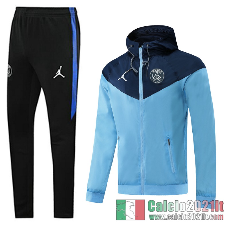 PSG Jordan Giacca a vento Cappuccio Blu reale / Azzurro cielo 2020 2021 W04