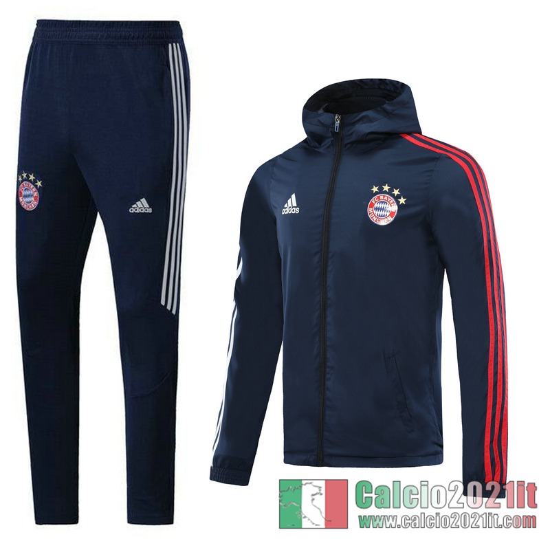 Bayern Monaco Giacca a vento Cappuccio Blu Reale 2020 2021 W10