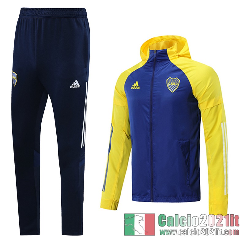 Boca Juniors Giacca a vento Cappuccio Giallo blu reale 2020 2021 W25