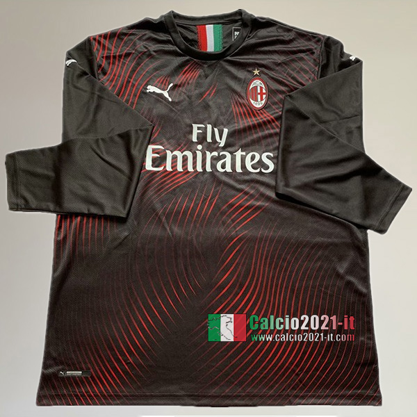 Terza Maglia Calcio Manica Lunga Nuove Del AC Milan Uomo 2019-2020 Personalizzate