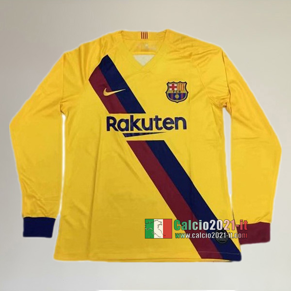 Seconda Maglia Calcio Manica Lunga Nuove Del Barcellona Uomo 2019-2020 Personalizzate