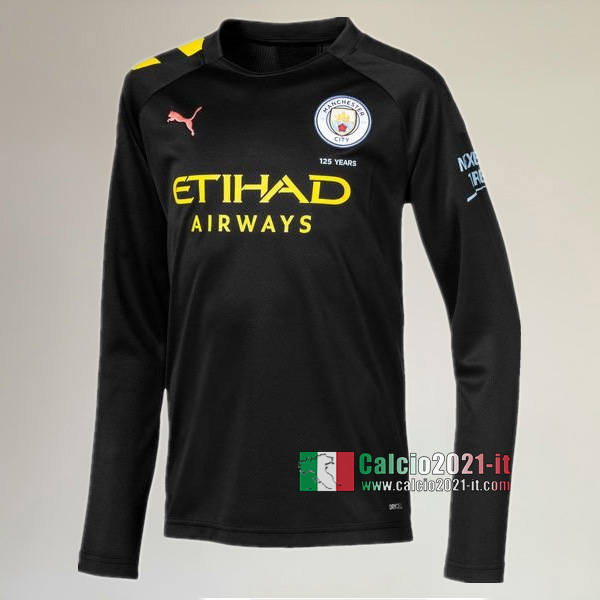 Seconda Maglia Calcio Manica Lunga Nuove Del Manchester City Uomo 2019-2020 Personalizzata