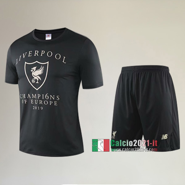 Maglia Nuova Del FC Liverpool Bambini Nera/Bianca 2019-2020 Personalizzazione