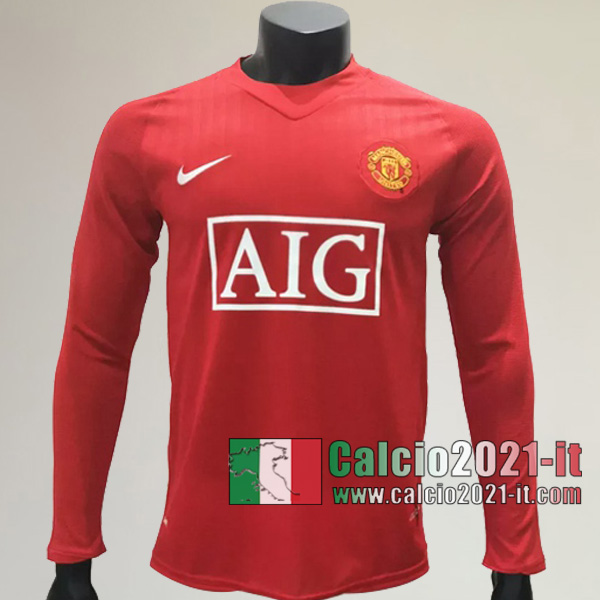 Calcio2021-It:Creare Prima Retro Maglia Calcio Manchester United Manica Lunga 2007 2009