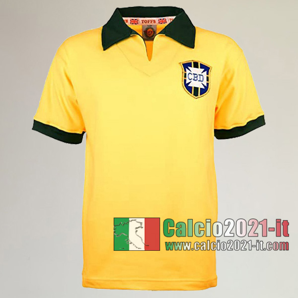 Calcio2021-It:Personalizzare Prima Retro Maglia Brasile Coupe Du Monde 1958