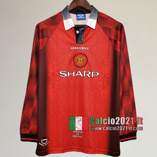 Calcio2021-It:Personalizzare Prima Retro Maglia Calcio Manchester United Manica Lunga 1996