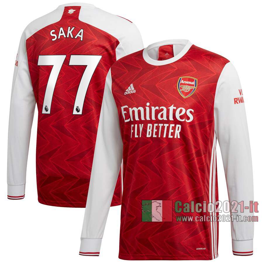 Le Nuove Prima Maglia Calcio Arsenal Uomo Manica Lunga Saka #77 2020-2021