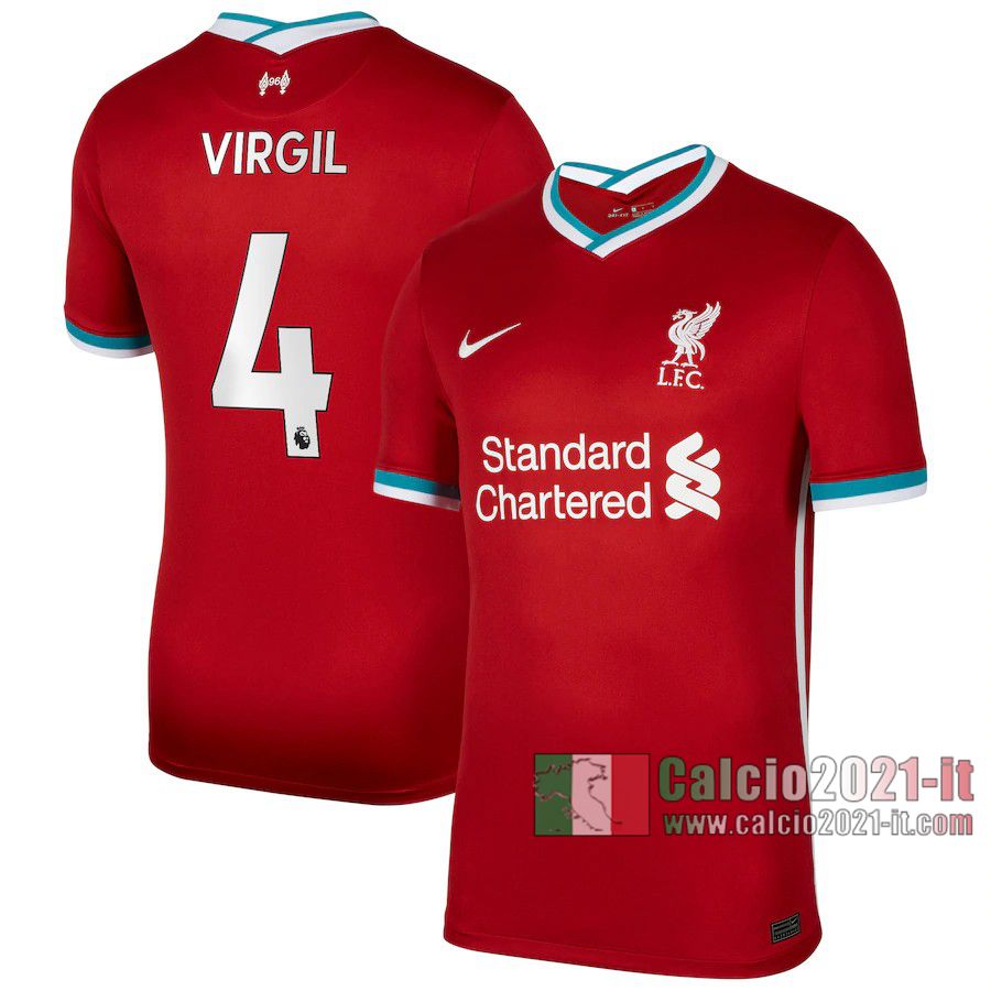 Le Nuove Prima Maglia Calcio Liverpool Uomo Virgil Van Dijk #4 2020-2021