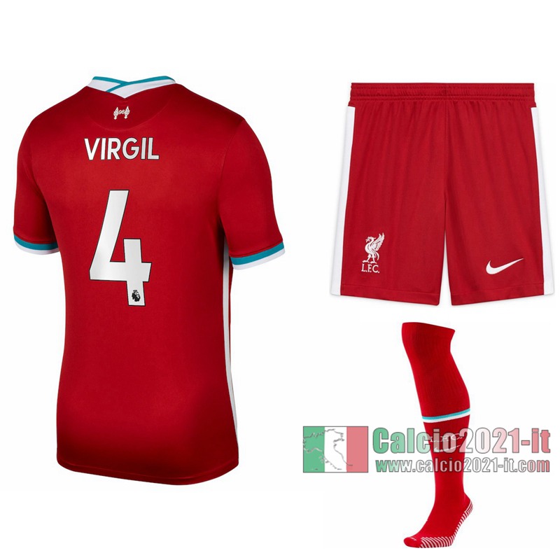Le Nuove Prima Maglia Calcio Liverpool Bambino Virgil Van Dijk #4 2020-2021