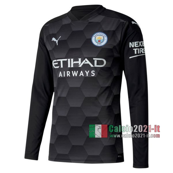 Calcio2021-It: Sito Nuova Maglia Manchester City Bambino Portiere Manica Lunga Nera 2020-2021 Personalizzazione