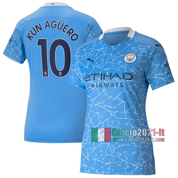 Calcio2021-It: Sito Nuova Prima Maglie Calcio Manchester City Sergio Agüero #10 Donna 2020-2021
