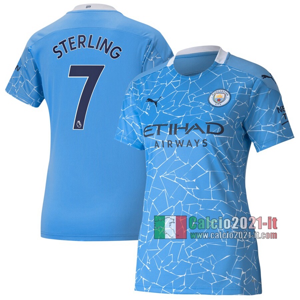 Calcio2021-It: La Nuova Prima Maglie Calcio Manchester City Raheem Sterling #7 Donna 2020-2021