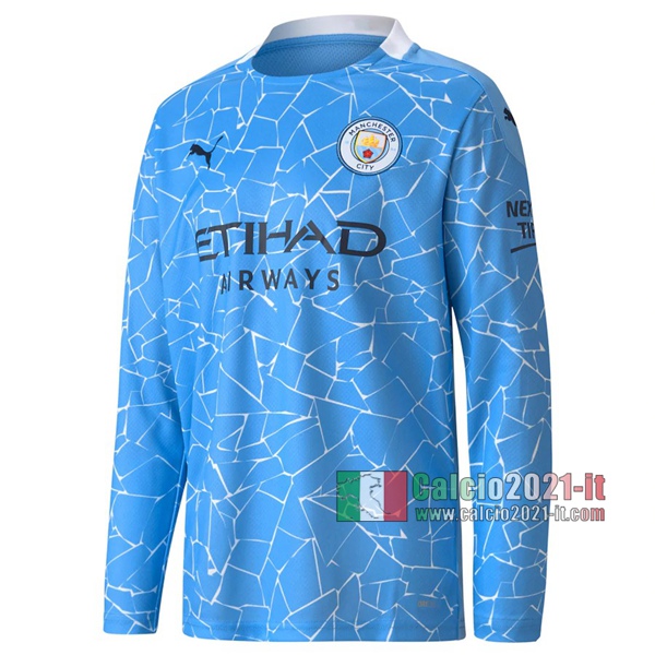 Calcio2021-It: La Nuove Prima Maglia Manchester City Bambino Manica Lunga 2020-2021 Personalizzate