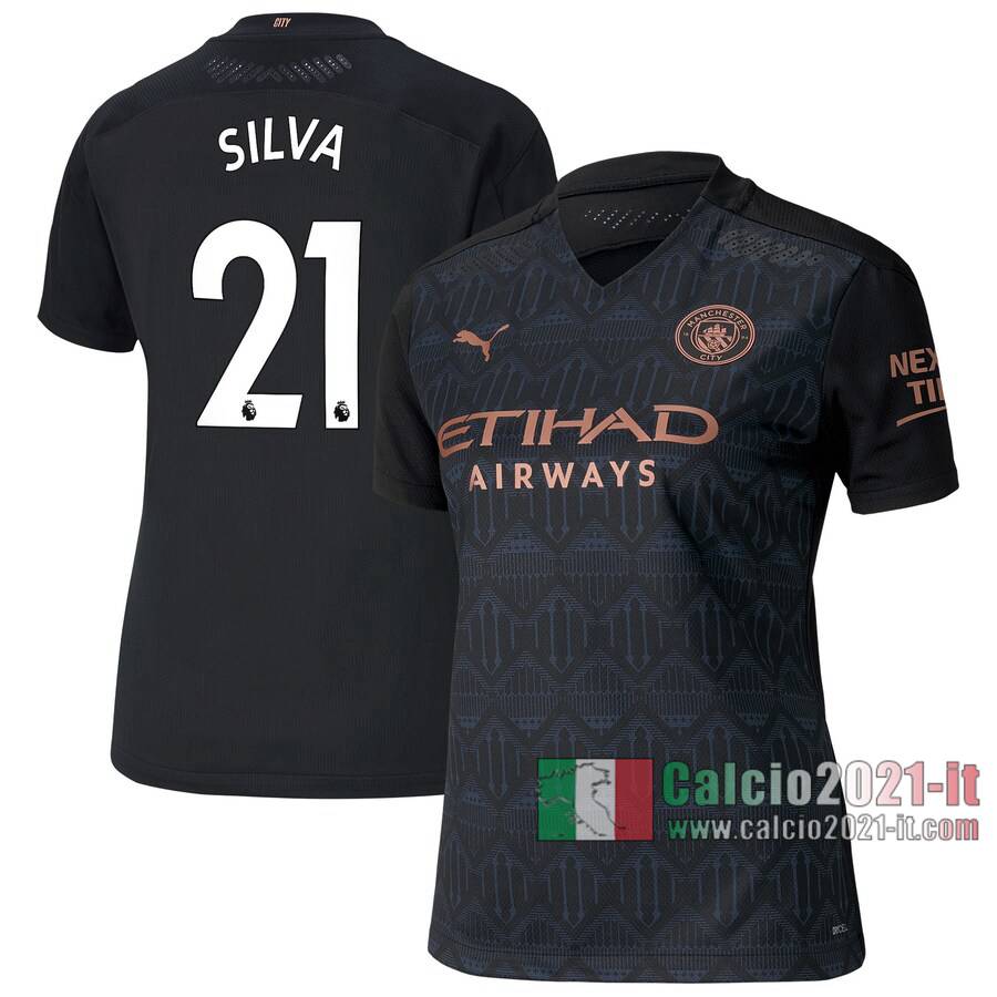 Le Nuove Seconda Maglia Calcio Manchester City Donna Silva #21 2020-2021